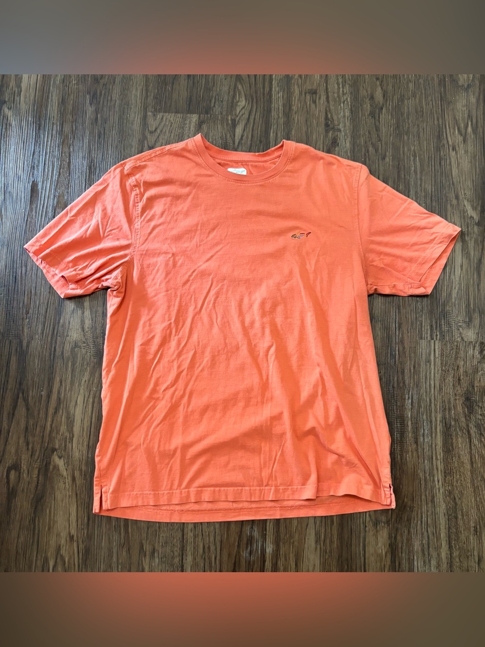Greg Norman Orange Embroidered Shark Logo Crew Neck T-Shirt Men’s L